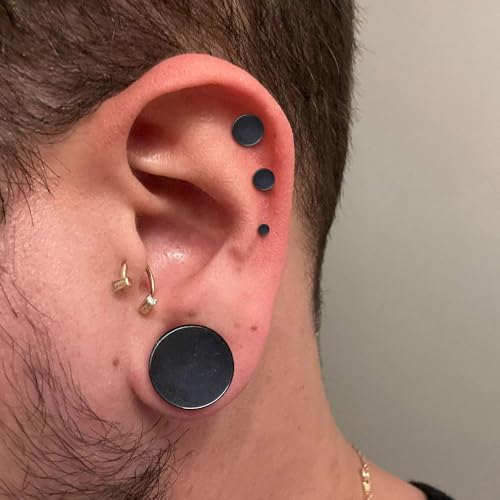 LADEMAYH Comfy Dead Stretching Ear Tapers Stretching Kit, Small Gaps Packed, 0.5mm Increments, Surgical Stainless Steel 316L, Flat Top Ear Plugs, Pain-Free Body Piercing Jewelry for Women & Mens - color: Black, size: 4.5-6mm 8pcs