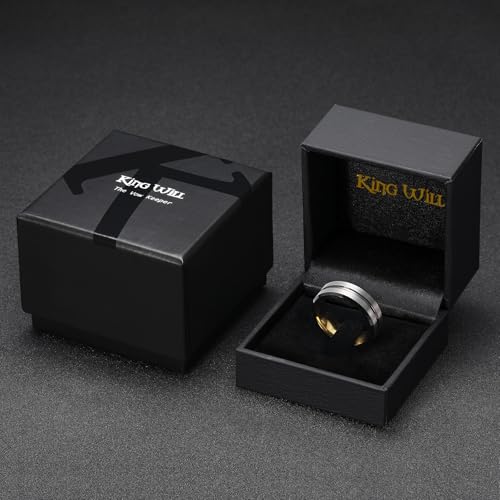 King Will Mens 8mm Cross Groove Tungsten Carbide Wedding Ring | Rose Gold, 8mm, Grooved, Comfort Fit, Cross design, Everyday Wear - color: Gunmetal-Gold Plated 8mm