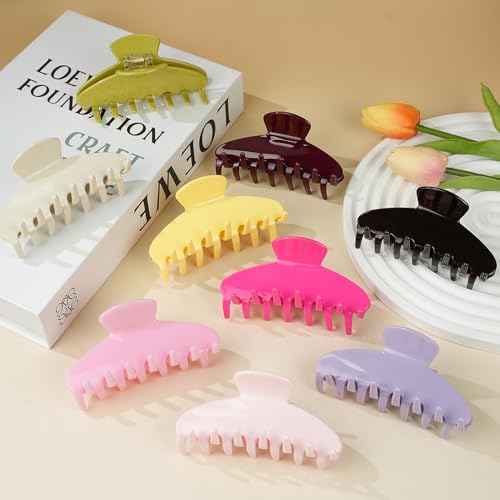MAORULU Cute Claw Clip for Women – 4.3'' Large Acetate Hair Clips for Thick Thin Curly Long Hair, Durable Hair Clamps Non-slip Jaw Clip, Strong Hold, Stylish French Design (Lemon Yellow) - color: Lemon Yellow