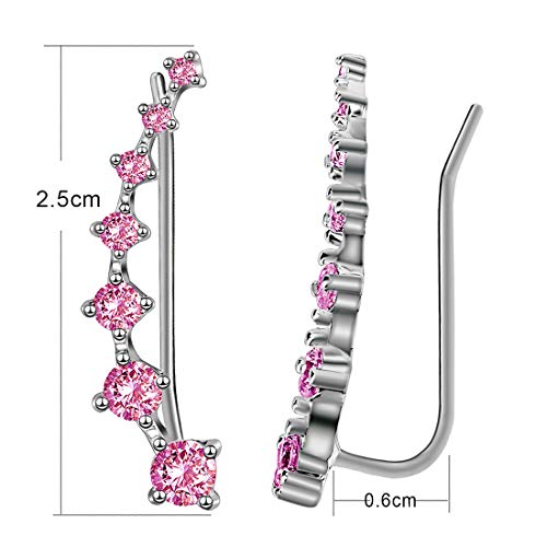 CZ Stud Earrings 925 Sterling Silver 18K Gold Plated Round Cubic Zirconia Hypoallergenic Set - color: Pink