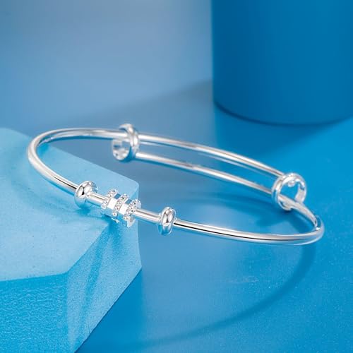 925 Sterling Silver Bracelet Plated Cuff Bangle Bracelet Fashionable Multi-layer Cross Wire Bangle Bracelet Open Adjustable Wide Cuff Bracelet for Teen Girls Fashion Jewelry - color: 11