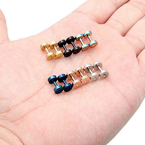 Lcolyoli Screw Fit Ear Gauges Kit Surgical Steel Tunnel Expander Earrings Earlobe Plugs Body Piercing Jewelry Set for Women Men 14G-00G 12 Pieces - style: a: 12Pcs-6 Colors-14G