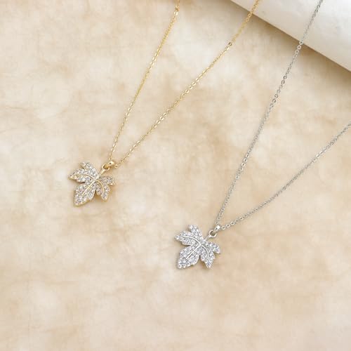Jean Beau Dainty Pendant Necklaces for Women, Cute Chain Necklace Jewelry Gift - color: Gold Leaf