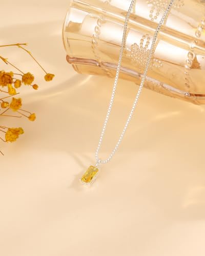 FUNEIA Diamond Necklaces for Women 14K Gold Plated Emerald Birthstone Necklace for Women Mothers Dainty Gold Necklace Blue Green Cubic Zirconia Pendant Necklace Birthday Gifts for Women Jewelry - color: 11. November(Citrine)-Silver