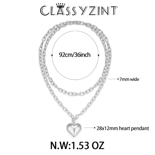 CLASSYZINT Gold Heart Pendant Necklace for Women Puffy Heart Necklace Beads Chain Necklace Statement Necklace Trendy Jewelry - style: XL22342B