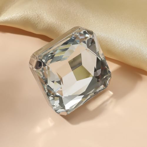 Chunky Oversized Huge Square Open Ring for Women Artificial Crystal Rhinestone Band Rings Statement Geometry Exaggerated Adjustable Cocktail Party Jewelry - color: Silver
