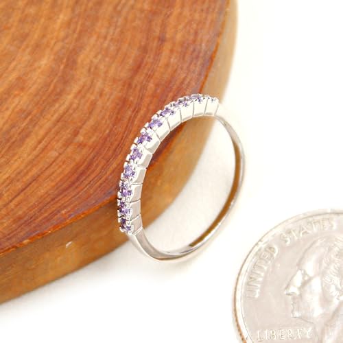 Uloveido Platinum Plated CZ Simulated Diamond Stack Eternity Band Ring J029 - color: Purple