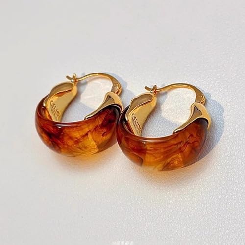 14K Gold Plated Chunky Hoop Earrings for Women Vintage Leopard Print Hoops Large Round Hoop Earrings Jewelry - style: Hoop B