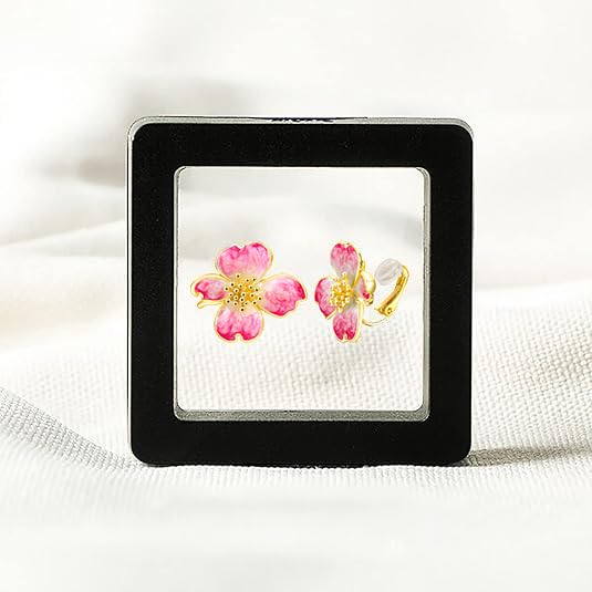Clip on Earrings Women, 14K Gold Plated Earrings for Sensitive Ears, Fashion Women's Earrings Jewelry Birthday Gift for Wife Grandma Daughter Girls on Christmas Thanksgiving - color: Pink Enamel Earrings