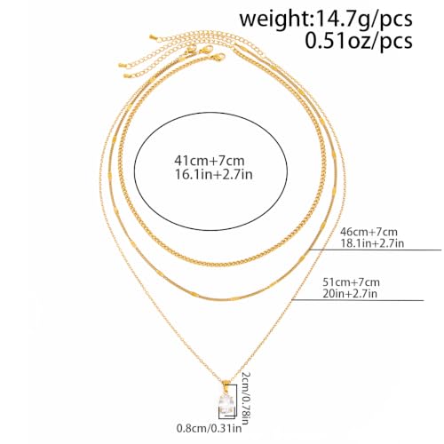 Layered Gold Necklaces for Women,18K Plated Gold Zirconia Necklace | Non Tarnish Trendy Jewelry Gift Cuban Chain Choker - color: color-2