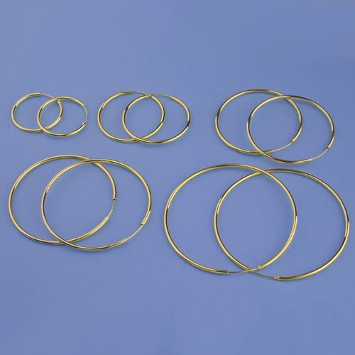 Chic 925 Sterling Silver Big Hoop Earrings Minimalist Round Circle Endless Large Huggie Hoops Statement Earrings 50/60/70/90mm Hypoallergenic Fashion Jewelry Gifts for Women Girls - style: 50mm Gold