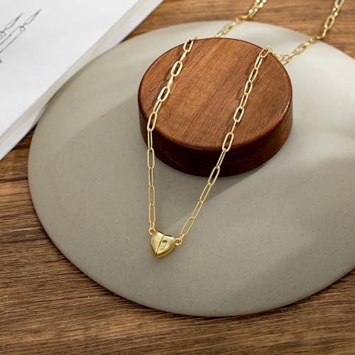 Robaice 14K Gold Plated Heart Pendant Necklace for Women | Simple non-tarnish heart jewelry for everyday wear, anniversaries, birthdays or meaningful gifting - color: Paperclip Chain, Gold