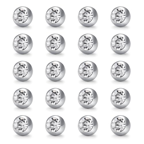 VCMART 14G 5mm 8mm Replacement Balls Externally Threaded Piercing Balls for Tongue Nipple Navel Belly Button Rings Industrial Barbell Piercing Surgical Steel Body Piercing Jewelry Parts - color: 20pcs 5mm ball -2