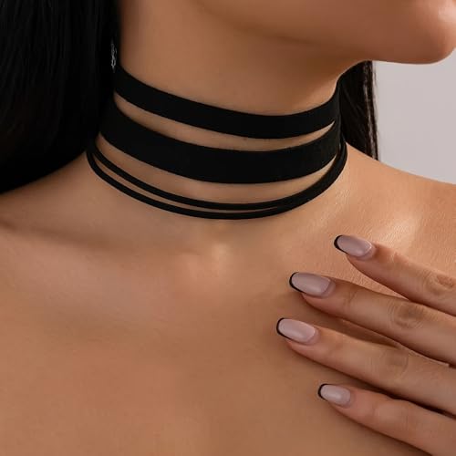 3pcs Black Choker Necklace for Women Black Velvet Choker Set Layered Classic Chokers for Women Adjustable Gothic Lace Collar Necklace for Party Cosplay Christmas Birthday Jewelry Gifts