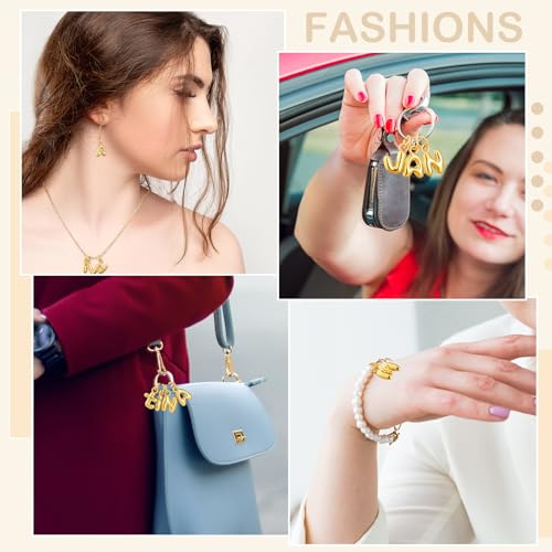 Tondiamo Gold Bubbled Charm for Jewelry Making Gold Letter Charm A- Z Alphabet Pendant Letters 3D Bubble Glitter Trendy Chunky Initial Alphabet for Women DIY Craft Bracelet Necklace - style: Style A