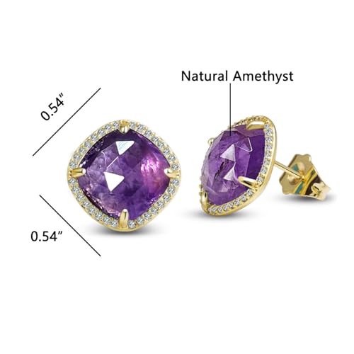 Amethyst Stud Earrings, Purple Earrings for February Birthstone Jewelry