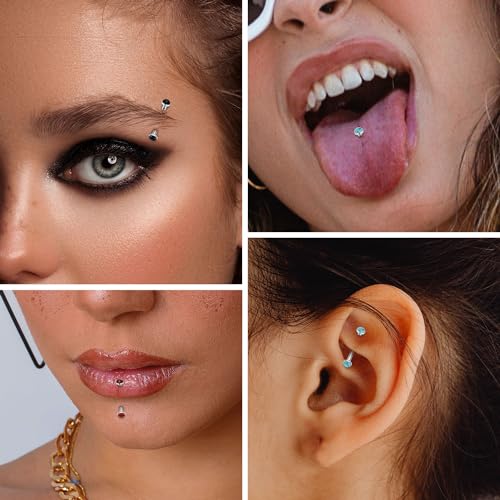 G23 Titanium Eyebrow Piercing Jewelry Eyebrow Rings Curved Barbell 16G Eyebrow Belly Button Ring Navel Rings Rook Daith Earrings Lip Ring Eyebrow Jewelry 6mm-12mm - color: 2PCS,Disc Shape Red Agate,Silver