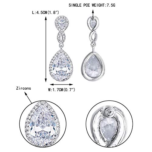 EVER FAITH Cubic Zirconia Wedding Earrings for Women Brides, Austrian Crystal Birthstone 8-Shape Infinity Bridal Dangle Earring - style: Pierced_Clear Silver-Tone