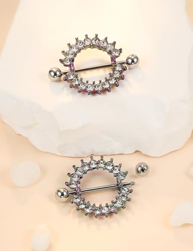 Cisyozi 16G 14G Nipple Piercing Jewelry Tongue Rings Hypoallergenic Surgical Steel Screw Nipple Tongue Shield Ring Barbell Body Piercing Jewelry Retainer for Women 9/16 Inch 14mm - color: J:8Pairs-16g(1.2mm)-Rainbow