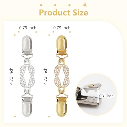 Frutain 2Pcs Cinch Clip Waist Cincher Clips for Women Dress Back Cinch & Shawl Cardigan Sweater Shirt Fasteners(GS) - style: Gs-rhinestone-knot
