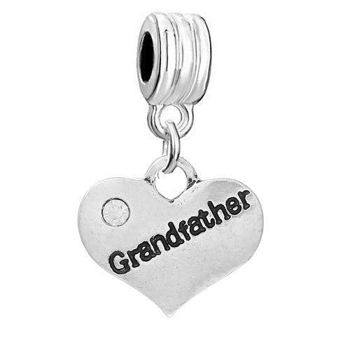Sexy Sparkles Heart Charm – Fits Snake Chain Bracelets, Compatible with European, Biagi, and Chamilia, Ideal for Friendship and Family Jewelry (2 Pcs Mother Son) - style: Grandfather