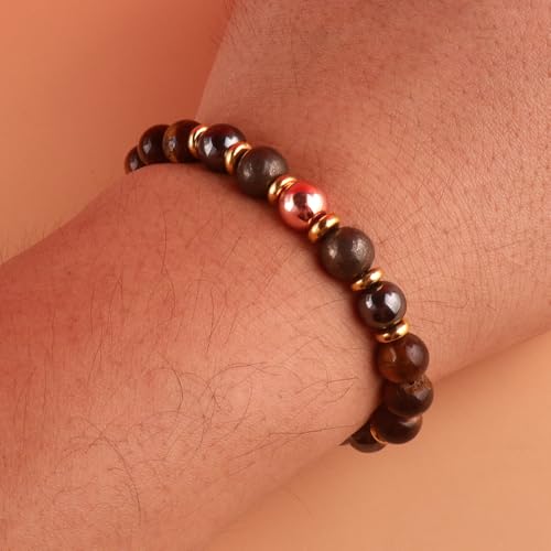 KSQS Healing Stone Bead Bracelet for Women, Natural Gemstones Balance Protection Bracelet, Spiritual Crystal Beads Bracelet Anxiety Relief with Meaning Card - color: Focus Willpower