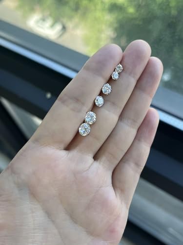6 Pairs Stud Earrings for Women, 14K Gold Plated Hypoallergenic 316L Surgical Stainless Steel Earrings Studs Sets Cubic Zirconia Cartilage Earrings - color: Gold- 3 Pairs- 4 5 6mm