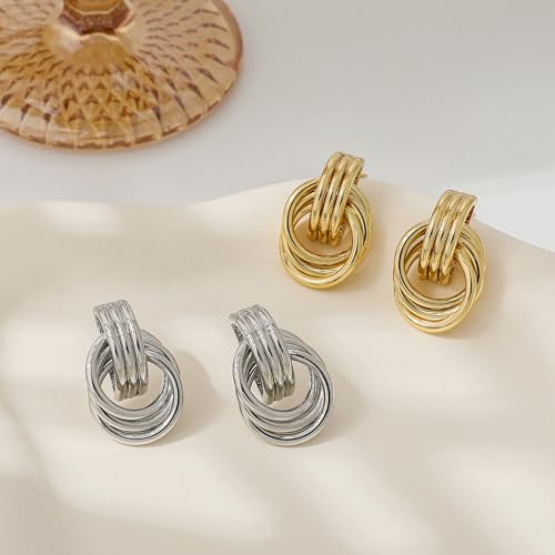SHERLOVE Chunky Knot Gold Earrings Women Statement Drop Dangle Earrings | 14K Gold Plated Hypoallergenic Lightweight,Trendy Dainty Elegant Cute,Women Gold Jewelry Fashion Accessories Gifts - color: Knot Gold A