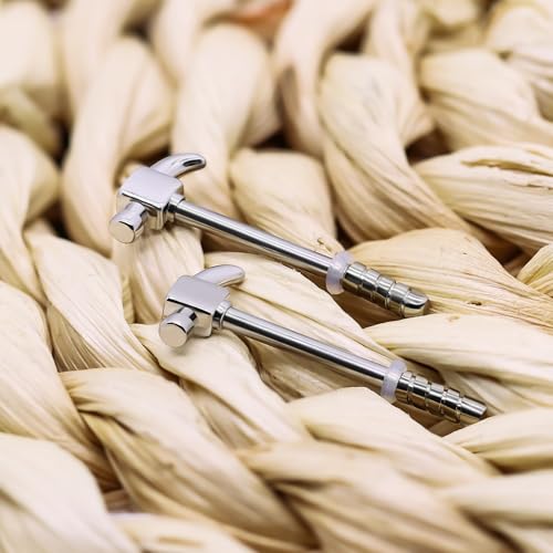 14G Wrench Barbell Nipple Ring 316L Anchor and Rudder Nipple Barbell Screw Nipple Rings Body Piercing Jewelry for Women Men - color: Silver hammer