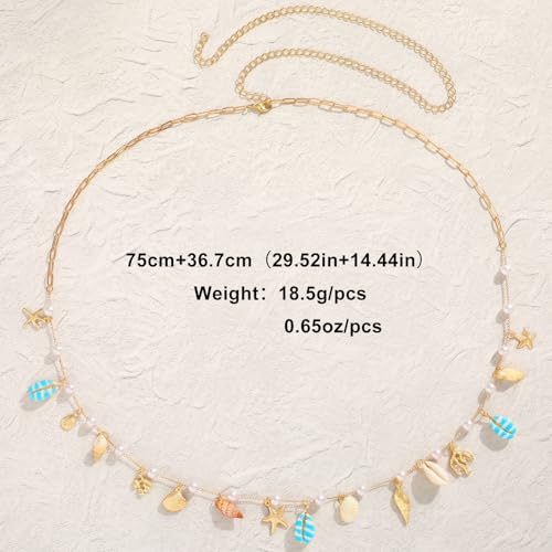 XZQTIVE Starfish Pearl Waist Chain Belts for Women Mermaids Seashell Pearl Belly Chain Gold Pirate Rave Festival Summer Bikini Beach Jewelry Accessories - style: Starfish-10