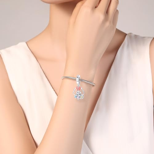 925 Sterling Silver Bead Charm for Pandora Bracelets and Necklaces,Pink Bow Cherry Butterfly Blue Ocean Pendant Bead Charms Jewelry Present Valentines Gifts for Wife/Girlfriend Women - style: Cat Flower Basket Charms