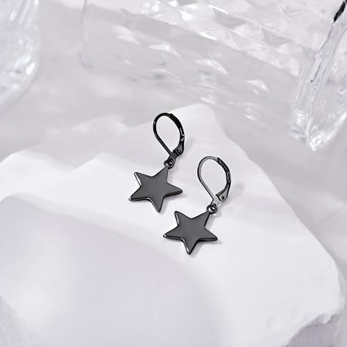 Leverback Earrings Dangle Earrings for Women Dangly Earrings Anniversary Birthday Gifts for Women - style: Star Earrings-Black