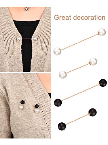 6 Pieces Women Brooch Pins Sweater Shawl Cardigan Collar Clips Retro Pearl Crystal Dress Shirt Clip for Back Cinch and Waist for Women Girl Clothing Costume Accessory