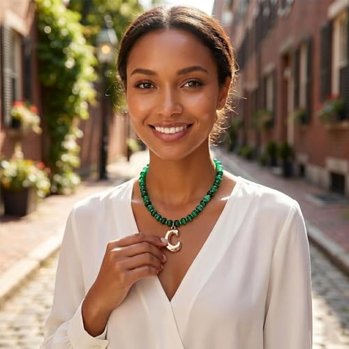 Initial Beaded Necklaces for Women,14K Gold Plated Bubble Letter Pendant Jewelry Gifts - color: acrylic neccklace-c