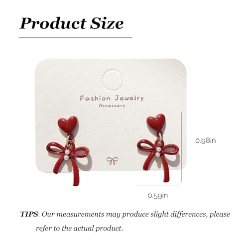 Bow Earrings Red Earrings for Women Dangle Cute Earrings Red Stuff Jewelry Outfits Accessories Gifts for Girls - color: A5:red bow earrings