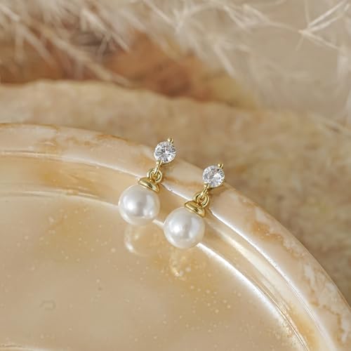 Gold Earrings for Women Trendy, Dainty Dangle Earrings 14K Gold Plated Drop Earrings Cute Wedding Earrings Fashion Prom Bridal Jewelry Gifts - color: Gold-A10