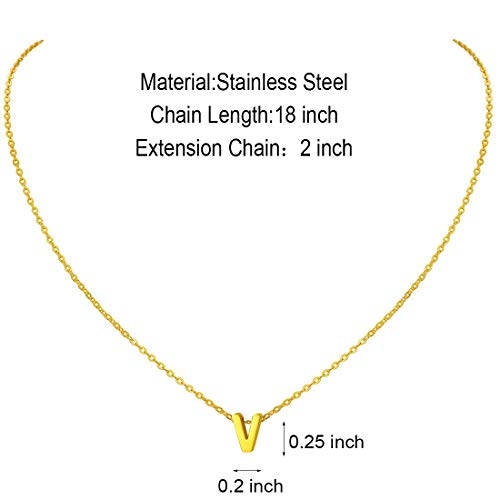 MOMOL Tiny Initial Necklace 18K Gold Plated Small Letter Necklace Personalized Name Necklace for Women - color: Gold V