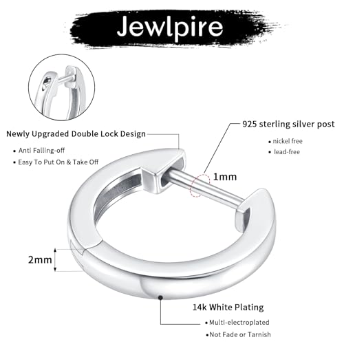 14K Gold Plated Hoop Earrings for Women with 925 Sterling Silver Post, Lightweight Small Hoop Earrings 15mm/20mm Huggie Hoop Earrings - color: 925 Sterling Silver, size: 20MM