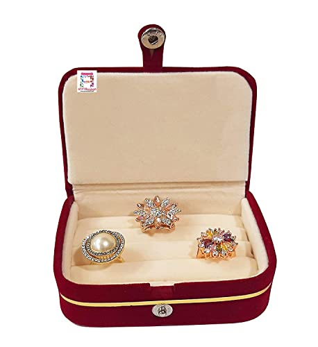 atorakushon Cream Velvet Folding jewellery Vanity Box Make-Up pouch Multipurpose 16 pair Earrings With Free Ring Box Organizer - style: Combo Jhumka Earring & Ring Organiser Set Cream