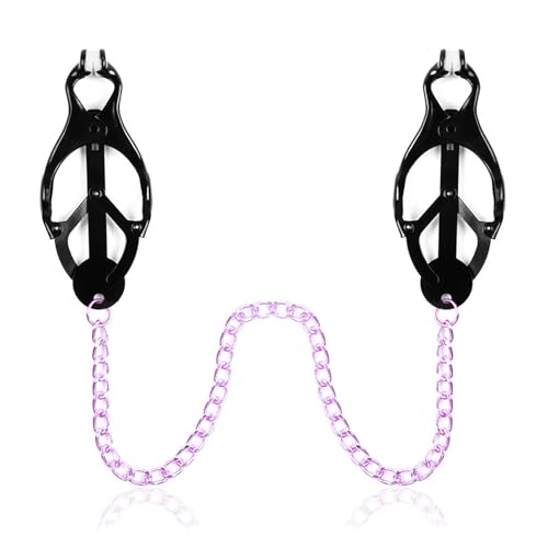 Body Chain Body Clamps with Chain Body Ring Body Clamps Stainless Steel Body Clip Body Clip Non-Piercing Chain Non Piercing Body Jewelry for Women Men (Purple) - color: Purple