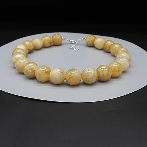 JNF Chunky Beaded Necklaces Women Large Big Ball Bead Choker Necklace Bold Statement Beads jewelry Gift - color: gemstone necklace Brown