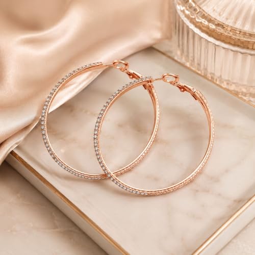 Big Chunky Gold Hoop Earrings for Women Beaded Large Statement Earrings Lightweight Fashion Jewelry Daily Wear Party Gift - color: E6:Rose Gold 8cm