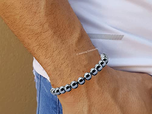 Amazing Gemstone Black Pearl Bracelet for Women Men's Gifts | Protection Healing Crystal Bracelet - 8mm Beaded Stretchable Bracelet Stocking Stuffers Mothers Day Gift - color: Black Pearl