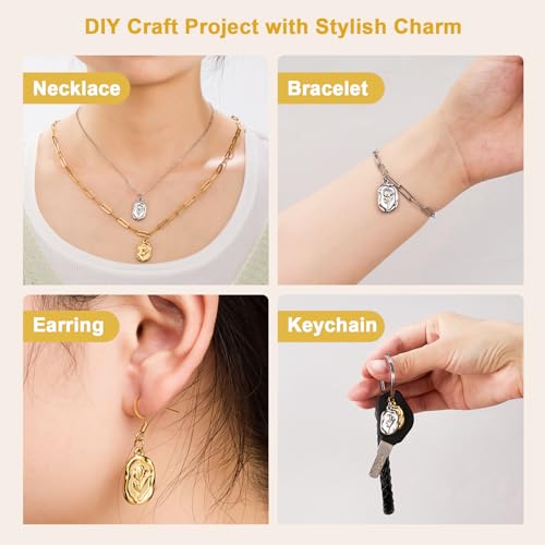 20pcs Stainless Steel Square Charms for Jewelry Making Rose Pendant Charm Bulk Men and Women Bracelet Necklace DIY - color: Square Flower