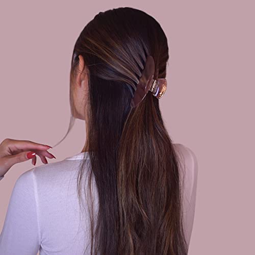 Luxury Mocha Claw Clip for Women | Our Large 4 Inch Hair Clip Creates Beautiful Half Ups, Secure Updos & Chic Daily Styles | Premium Acetate Claw with Secure Hold & Snag Free Teeth for Easy Styling - color: Mocha