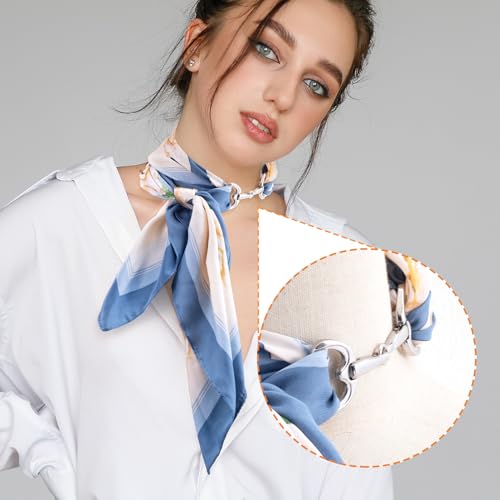 Joez Wonderful Scarf Ring Clip, Wide Band Chunky Chain Silk Scarf Buckle, Shawl Clips Scarf Clasp Holder Scarves Pin - color: (Horsebit) 77mm Silver