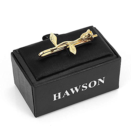 HAWSON 2 inch Tie Clip for Men-Novelty Sport Necktie Bar Clip,Tie Pin,Special Interesting Gift for Men - style: Gold Rose