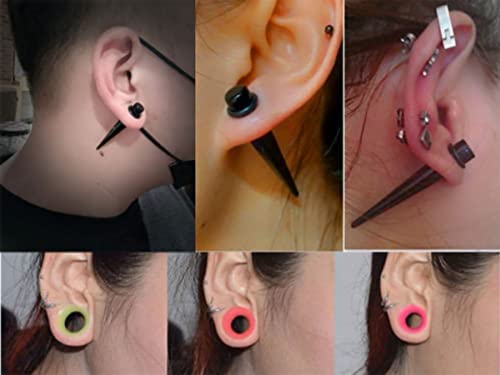 50 Pcs Ear Gauges Stretching Kit 14G-00G | Acrylic Tapers and Plugs Silicone Tunnels, Gauge Expanders Stretching Kit, Piercing Earring Jewelry for Men and Women - color: GlowInTheDark