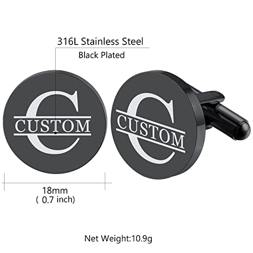 Custom4U Custom Photo Cufflinks for Men Father of the Bride Gifts - color: D-Initial+Name-Black