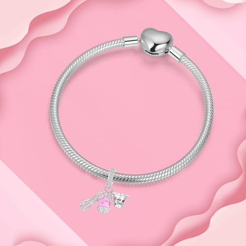 925 Sterling Silver Charms fits Bracelets and Necklace Pendant Bead Charms Jewelry Gift for Women Family Friends - style: Cake Baking